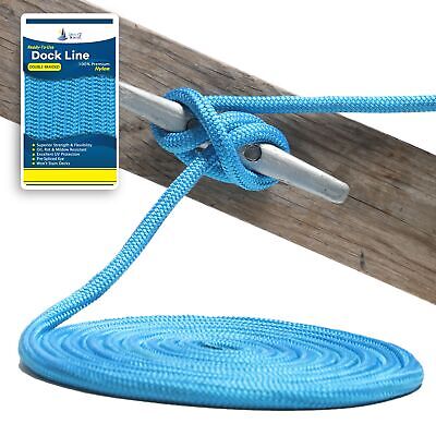 34 X 40 - Marine Blue 2 Pack Durable Double Braided Nylon Dock Line - For