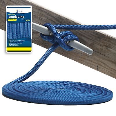 34 X 40 - Royal Blue Durable Double Braided Nylon Dock Line - For Boats Up